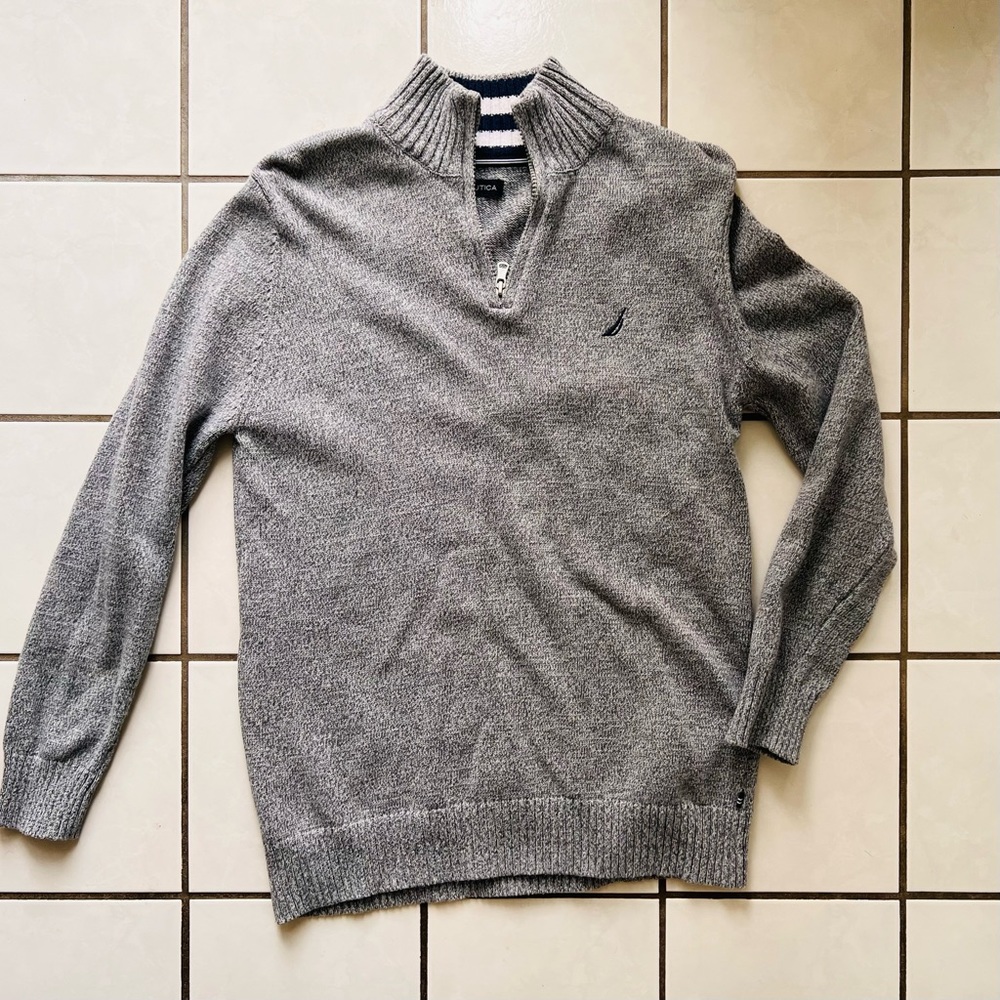 Boys 14/16 Nautica Grey Half-Zip Sweater
